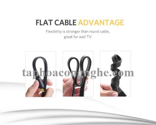 Ugreen 50820 3M màu đen Cáp tín hiệu HDMI dẹt ED015 30050820